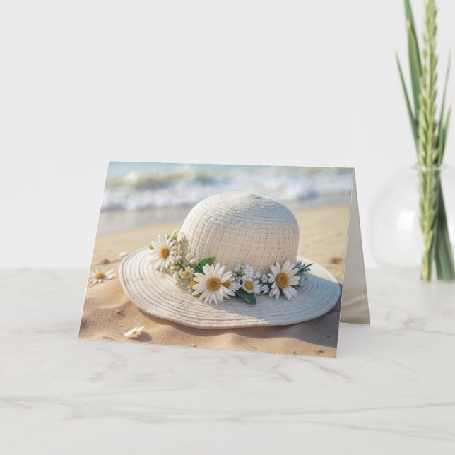 Birthday Summer Beach Hat Karte (Vorderseite)