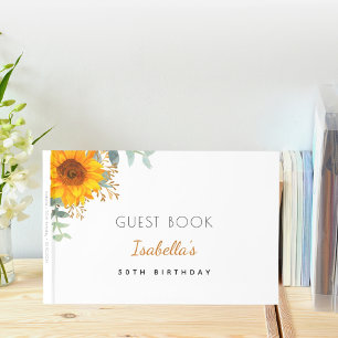 Birthday sunflower eucalyptus name white gästebuch