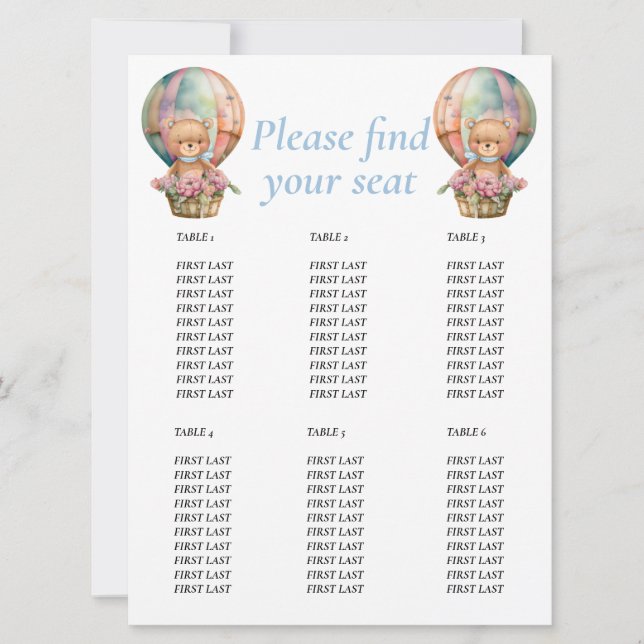 Birthday Teddy Balloon Einladung (Vorderseite)