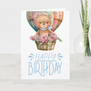 Birthday Teddy Bear Balloon Card Karte