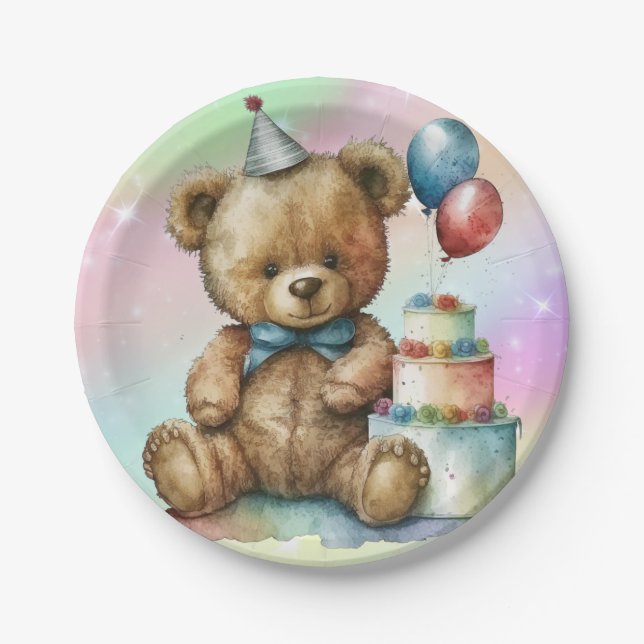 Birthday Teddy Bear Pappteller (Vorderseite)