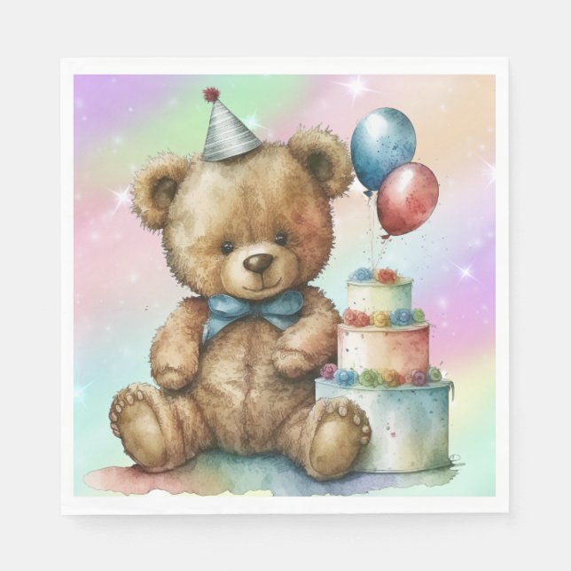 Birthday Teddy Bear Serviette (Vorderseite)