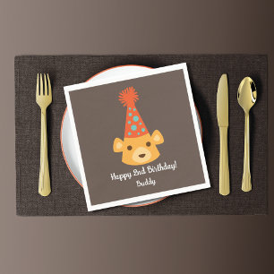 Birthday Teddy Bear Tragen eines Party Hat Serviette
