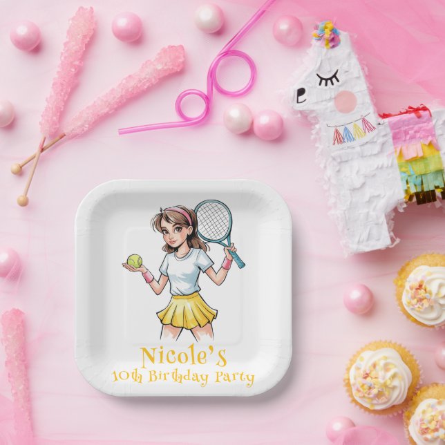 Birthday Tennis Ace Girl Pappteller (Party)