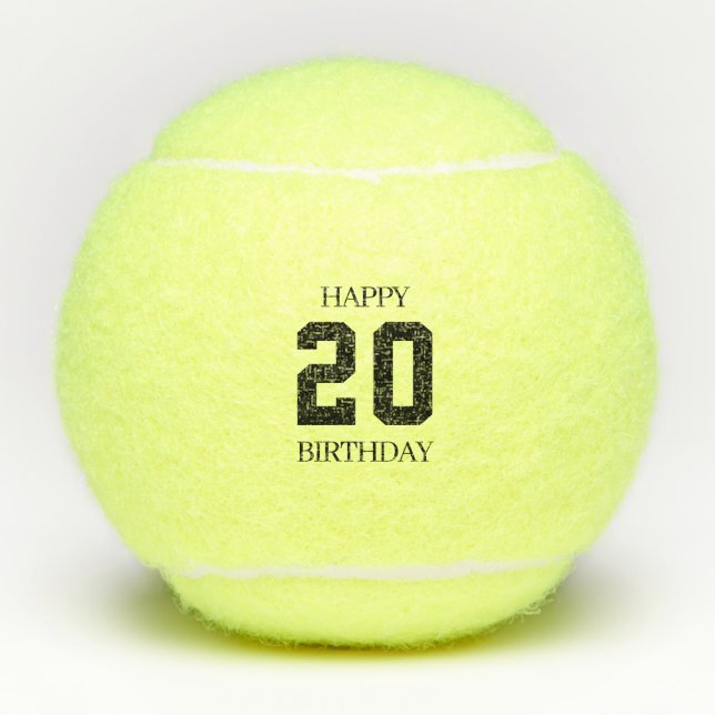 Birthday Tennis Ball mit Alter (Vorderseite)