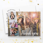 Birthday Thank You Photo Collage Any Year Postkarte<br><div class="desc">Say thank you with this awesome postcard featuring four of your favorite photos and then word "Thanks" in an elegant script font. The backside features space for a typed note or delete to leave space for a handwritten note. Perfect for any age birthday! Your guests will love seeing photos from...</div>