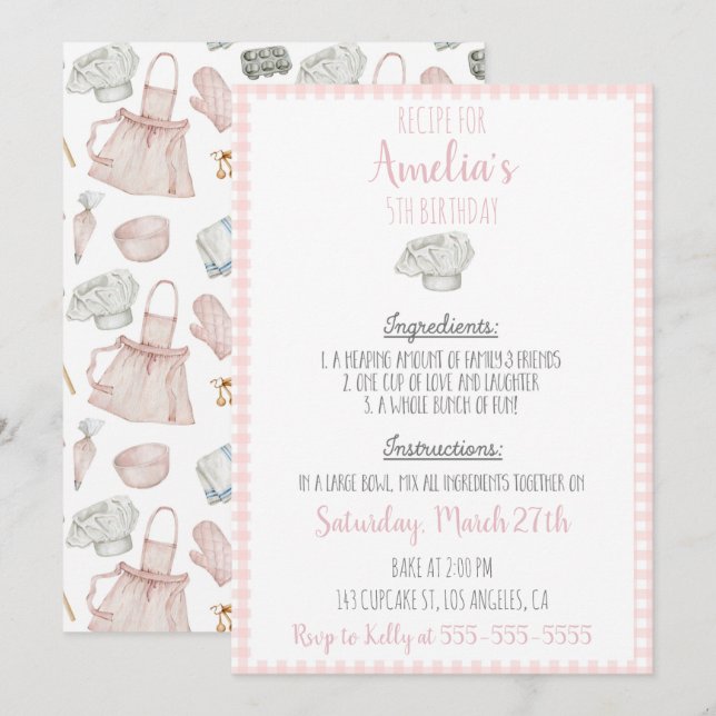 Birthday Thema Einladung Girls Geburtstag (Vorne/Hinten)