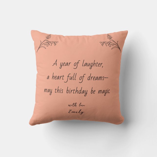 Birthday Throw Pillow with Photo & Message Kissen (Rückseite)