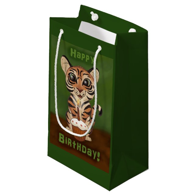 Birthday Tiger Kleine Geschenktüte (Vorderseite Schrägansicht)