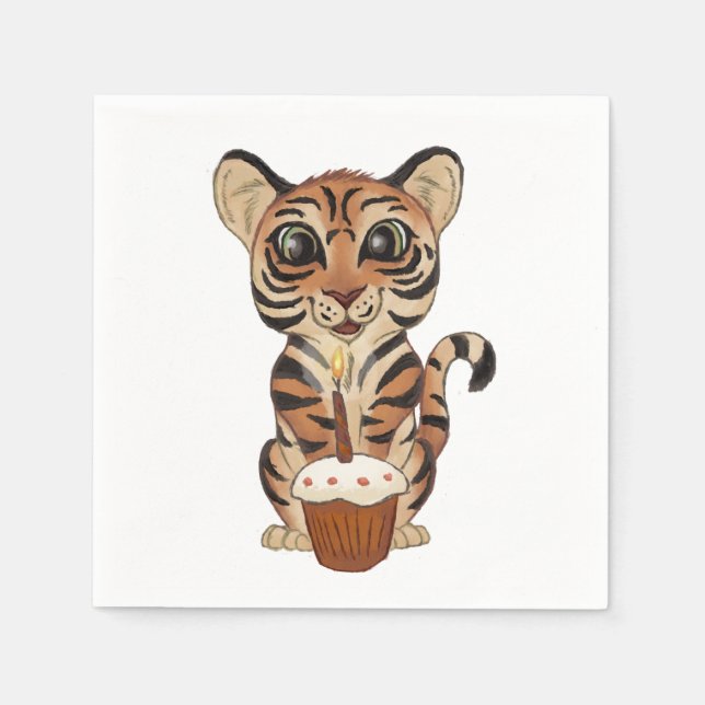 Birthday Tiger Serviette (Vorderseite)