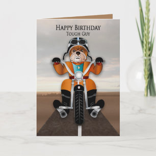 Birthday Tough Typ Bulldog Reiten Motorrad Karte