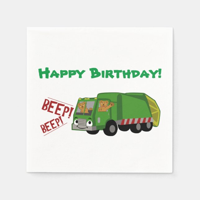 Birthday Trash Truck Serviette (Vorderseite)
