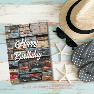 Birthday Travel Vintag Suitcases farbenfroh Stilvo Karte