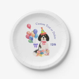 Birthday Tri Color Cavalier King Charles Spaniel Pappteller