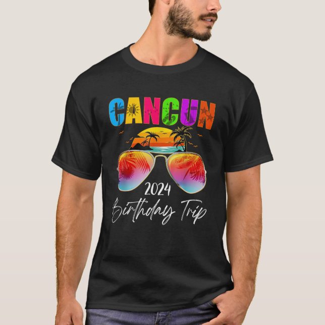 Birthday Trip Cancun Mexiko 2024 Sommerferien T-Shirt (Vorderseite)