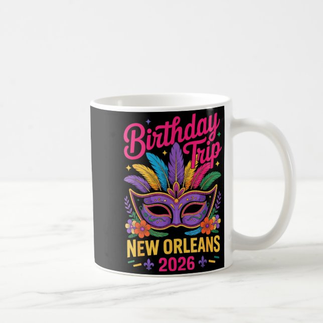 Birthday Trip New Orleans 2026 Matching Mardi Gras Kaffeetasse (Rechts)