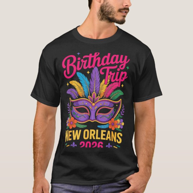 Birthday Trip New Orleans 2026 Matching Mardi Gras T-Shirt (Vorderseite)