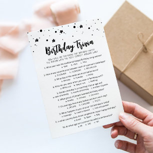 Birthday Trivia Spiel mit Antworten Geburtstagkart Einladung