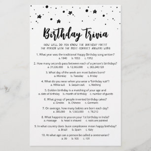 Birthday Trivia Spiel mit Antworten Geburtstagspar