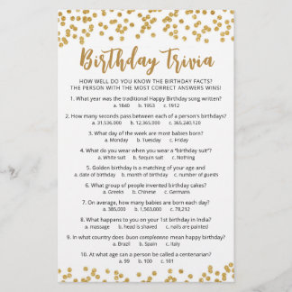 Birthday Trivia Spiel mit Antworten Geburtstagspar