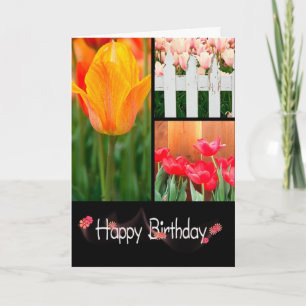 Birthday Tulip Collage Karte