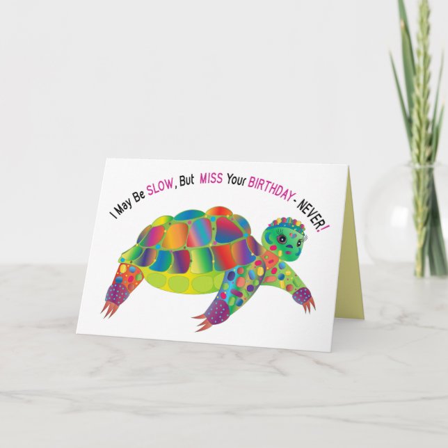 Birthday, Turtle Colorful Kaleidoscope Collection Karte (Vorderseite)