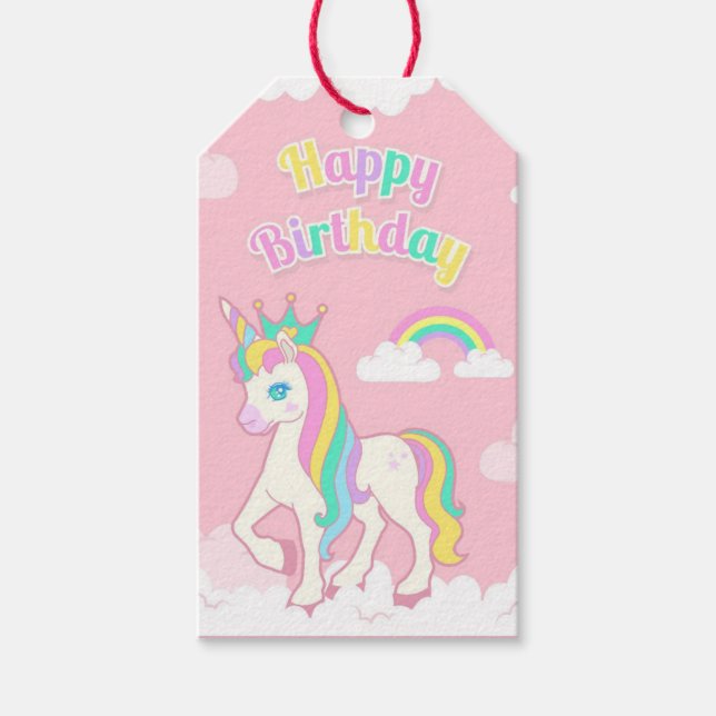 Birthday Unicorn Geschenkanhänger (Vorderseite)