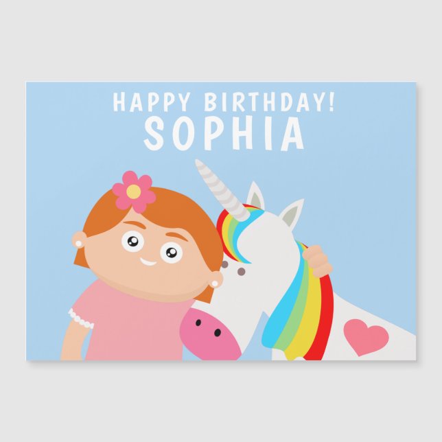 Birthday Unicorn Magnetkarte (Vorderseite)