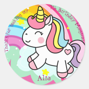Birthday Unicorn Personalisiert Runder Aufkleber