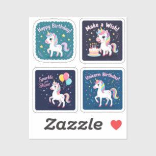Birthday Unicorn Vector Collage - Cute Magical Uni Aufkleber