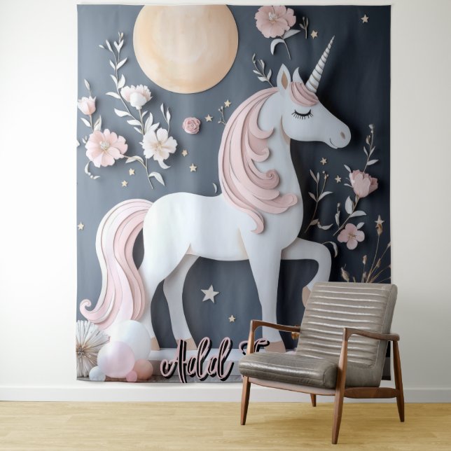 Birthday Unicorn Wall Art Backdrop Banner Wandteppich (Beispiel)
