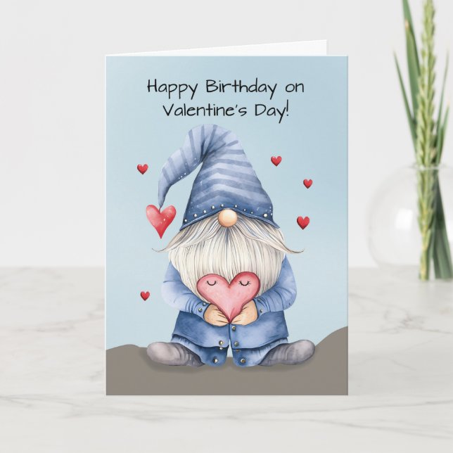 Birthday Valentinstag Funny Gnome Wearing Denim Karte (Vorderseite)