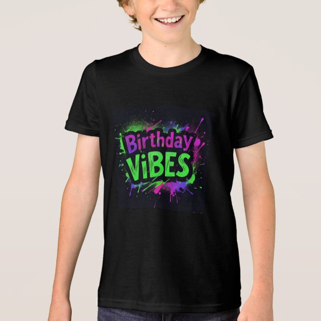 Birthday Vibes Neon Spritzer Boys Tri-Blend Shirt (Vorderseite)