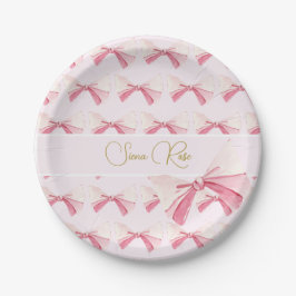 Birthday Watercolor Bow Niedlich Pink Pappteller