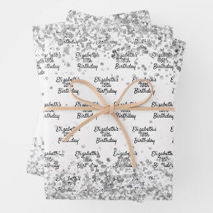 Birthday Weißer Konfetti Funkelname Geschenkpapier Set