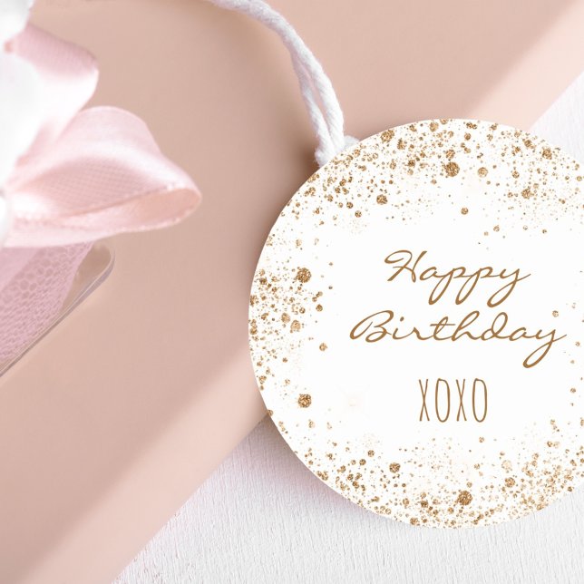 Birthday Weißgold Glitzer Staub umarmt Küsse Runder Aufkleber (Von Creator hochgeladen)