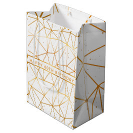 Birthday white gold geometric modern mittlere geschenktüte