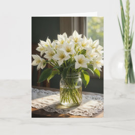 Birthday White Trilliums Bouquet Karte