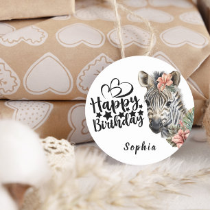 Birthday Wild Safari Tiersticker Runder Aufkleber