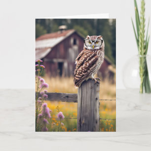 Birthday Wise Owl auf Zaun Post Karte