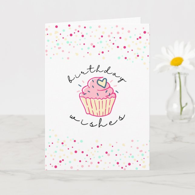 Birthday Wises | Niedlicher Cupcake Karte (Kleine Pflanze)