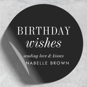 Birthday Wises   Stilvolle Trendy Modern Black Runder Aufkleber