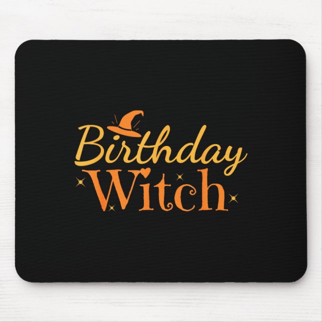Birthday Witch Funny Halloween Shirt  Mousepad (Vorne)