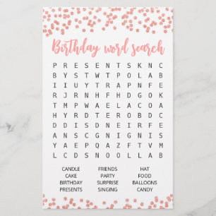 Birthday Word Suchspiel Geburtstagsparty