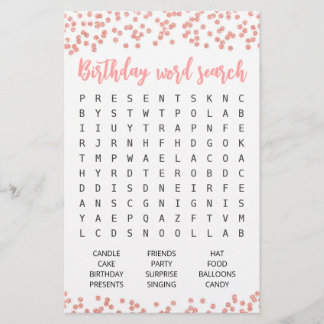 Birthday Word Suchspiel Geburtstagsparty