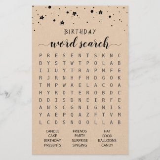 Birthday Word Suchspiel Geburtstagsparty