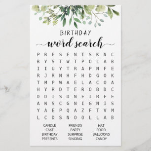 Birthday Word Suchspiel Geburtstagsparty