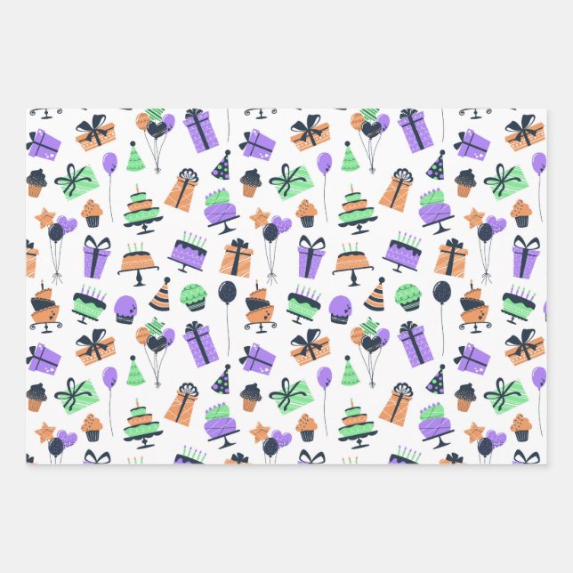 Birthday Wrapping Paper Geschenkpapier Set (Vorderseite)