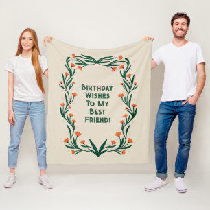 Birthday wünscht elegante Blumenrahmen Fleecedecke