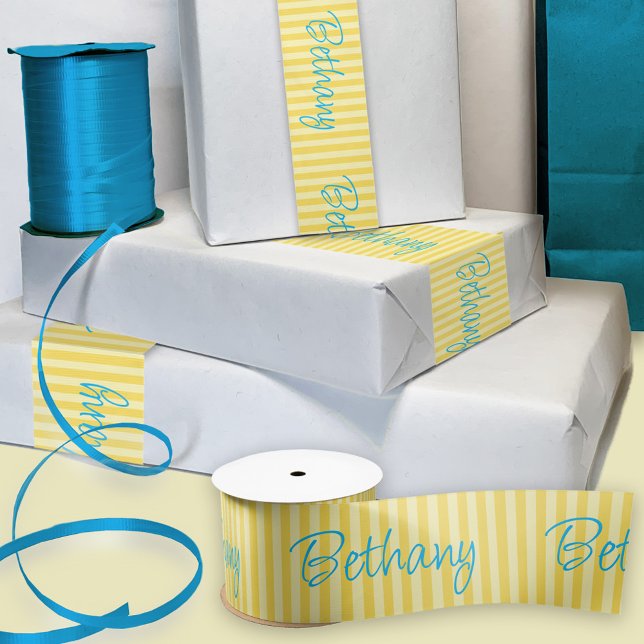 Birthday Yellow Individuelle Name Satinband (Von Creator hochgeladen)